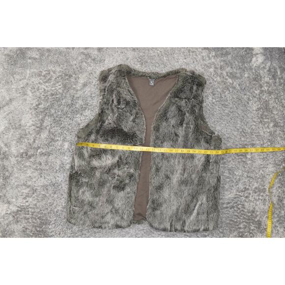 Eddie Bauer Faux Fur Vest Brown 2XL Women's V Neck Solid Acrylic Sleeveless - Picture 2 of 7